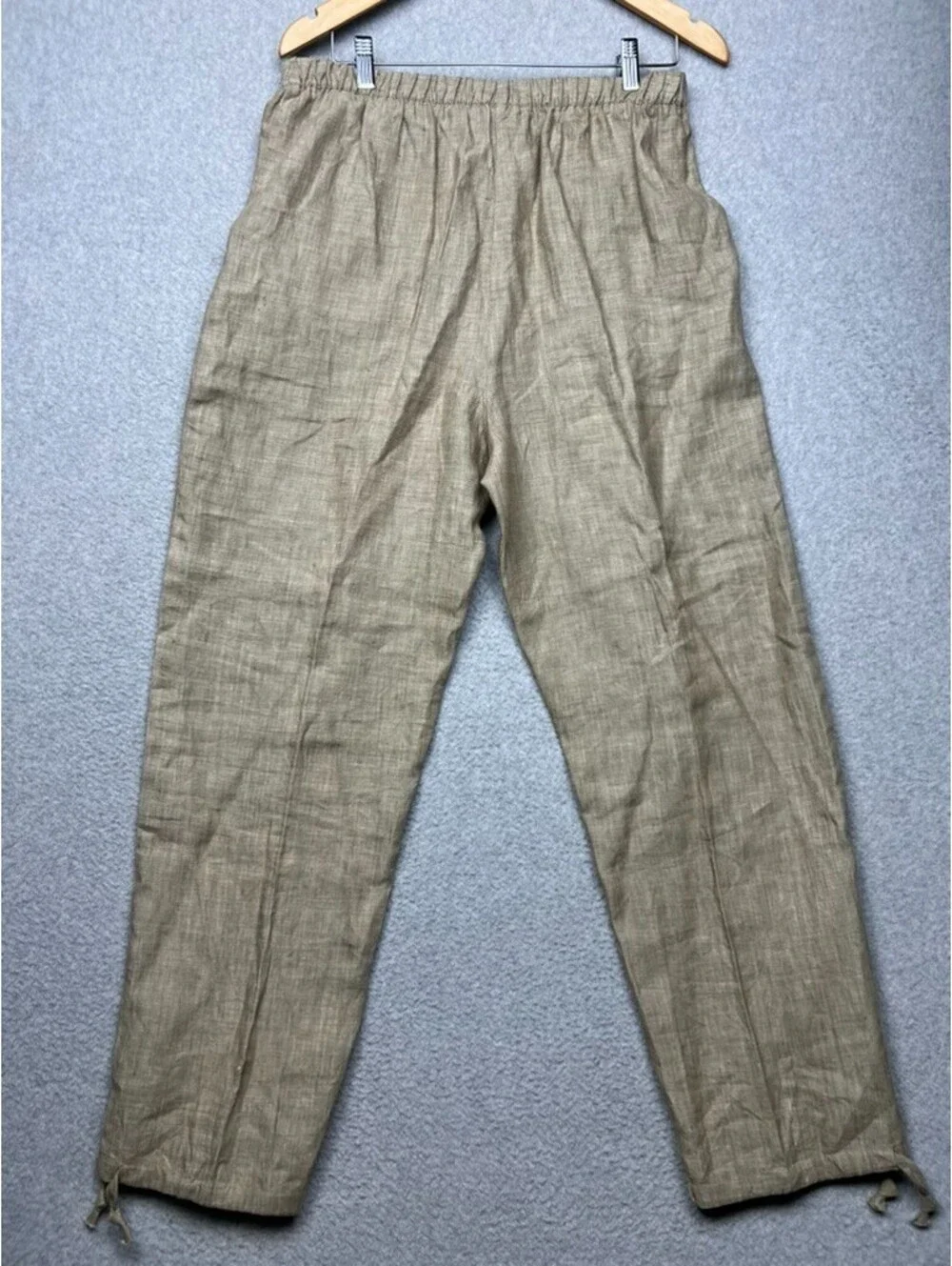 Vintage Smith & Hawken Linen Drawstring Pants Women L Relax Lounge Minimalist